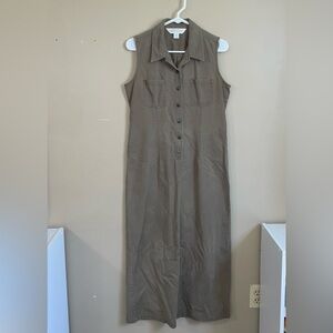 Casual Corner ANNEX women’s VINTAGE Olive green sleeveless shirt dress 8